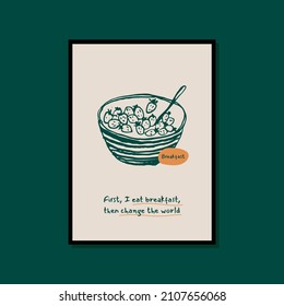 Minimalist hand drawn food poster for wall art collection
