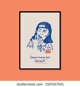 Minimalist hand drawn food poster for wall art collection