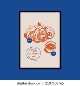 Minimalist hand drawn food poster for wall art collection
