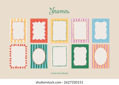 Minimalist hand drawn frames collection. Art for greeting cards, wedding invitations, postcards.
