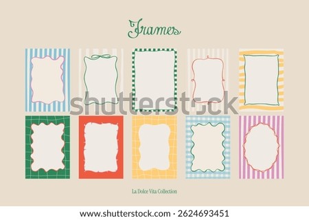 Minimalist hand drawn frames collection. Art for greeting cards, wedding invitations, postcards.