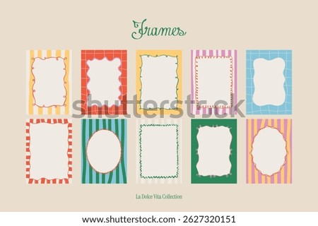 Minimalist hand drawn frames collection. Art for greeting cards, wedding invitations, postcards.