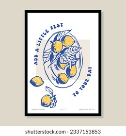 Minimalist hand drawn fresh fruits poster for wall art collection