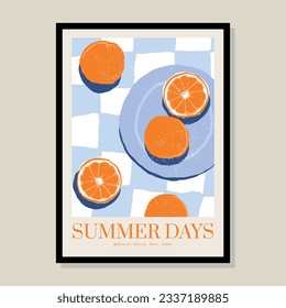 Minimalist hand drawn fresh fruits poster for wall art collection