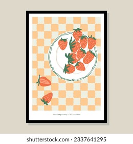 Minimalist hand drawn fresh fruits poster for wall art collection