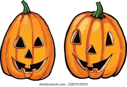 Minimalist hand drawn Halloween pumpkin illustration, Halloween pumpkin vector design