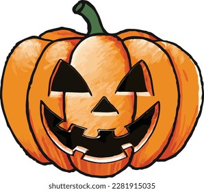Minimalist hand drawn Halloween pumpkin illustration, Halloween pumpkin vector design