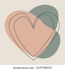 Minimalist Hand Drawn Heart with Abstract Colorful Shapes