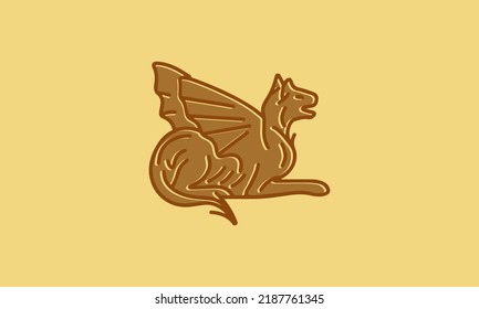 minimalist hand drawn illustration mysterious dragon