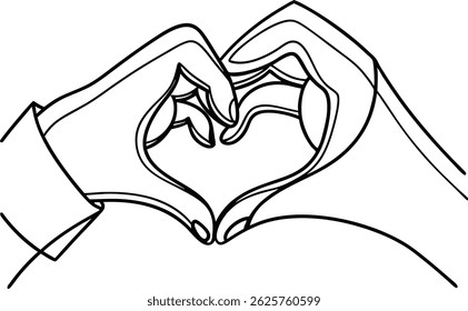 Minimalist Hand Drawn Line Art Illustration Of Hands Forming A Heart Shape