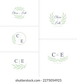 Plantilla mínima para el logotipo de boda en monograma dibujado a mano