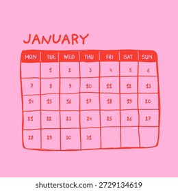 Minimalist hand drawn monthly planner template. Organizer page, diary and office schedule list. Graphic organization paper vector set