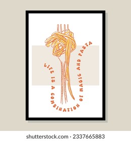 Minimalist hand drawn pasta illustration for wall art collection