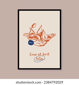 Minimalist hand drawn pears vector illustration collection. Art for postcards, branding, logo design, background.