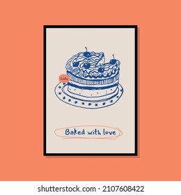 Minimalist hand drawn pizza poster for wall art collection
