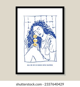 Minimalistisches, handgezeichnetes Plakatdesign mit Silhouette-Illustration für Wandkunstkollektion