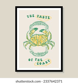 Minimalist hand drawn poster design with seafood illustration for wall art collection