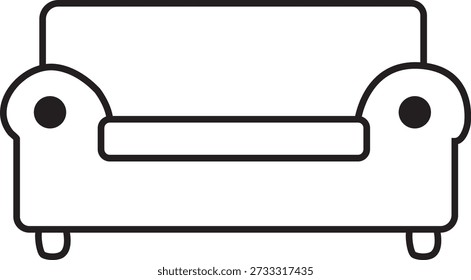 Ilustración minimalista dibujada a mano del arte de la línea del sofá con los cojines para el diseño interior de la sala de estar y los proyectos para colorear