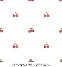 Minimalist Hand Drawn Tiny Red Cherry Seamless Pattern