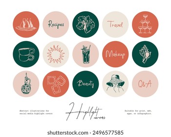 Minimalist hand drawn travel vector illustration collection. Art for postcards, branding, logo design, background.	