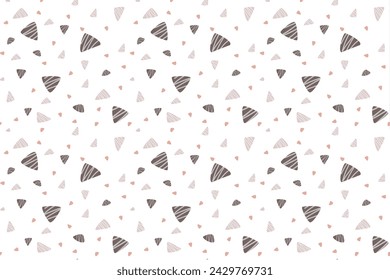 Minimalistisches handgezeichnetes Dreieck-grafisches Oberflächenmuster-Design, entworfen für Textilien, Stoffe, Packpapier, Innendekorationen, Grafiken, Kunsthandwerk und Hintergründe. In: Boho Art Design.