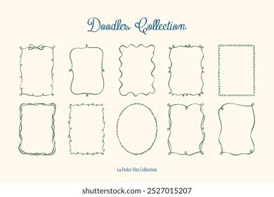 Minimalist hand drawn vector frames collection. Art for greeting cards, wedding invitations, poster design, postcards, branding, logo design, background.