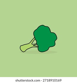 Ilustração de vetor desenhada à mão minimalista de um floret de brócolis verde fresco isolado em um fundo verde suave