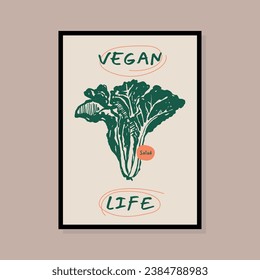 Minimalist hand drawn vegan vector illustration collection. Art for postcards, branding, logo design, background.