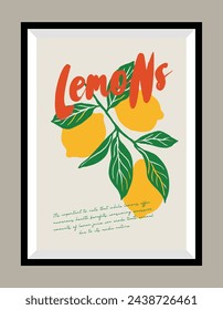 Minimalist hand drawn vegetables vector print poster in a frame. Art for postcards, branding, logo design, greeting card