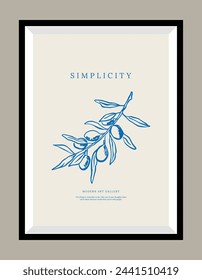 Minimalist hand drawn vegetables vector print poster in a frame