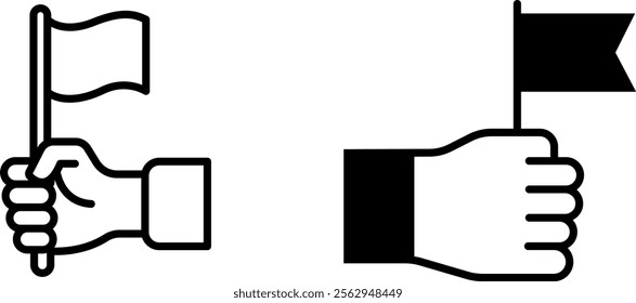 "Minimalist Hand Holding Flag Icon Vector Design"