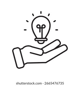 minimalista lâmpada de mão ícone de ideia de lâmpada de linha simples conceito de ilustração