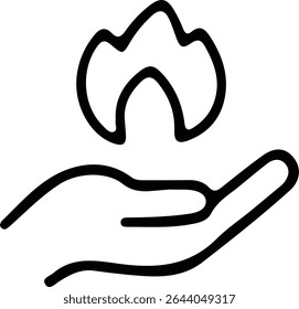 Minimalist Hand Offering Stylized Flame Icon