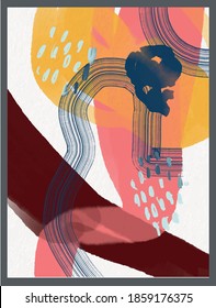 Minimalist hand paint abstract art background with watercolor spot. Brush painting is a textural decoration with an artistic acrylic design of a poster, banner, or interior painting.
