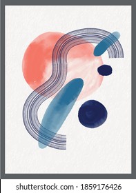 Minimalist hand paint abstract art background with watercolor spot. Brush painting is a textural decoration with an artistic acrylic design of a poster, banner, or interior painting.
