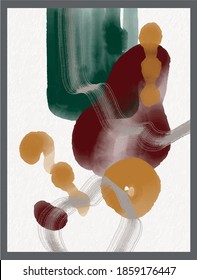 Minimalist hand paint abstract art background with watercolor spot. Brush painting is a textural decoration with an artistic acrylic design of a poster, banner, or interior painting.
