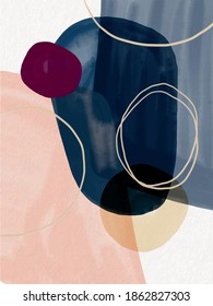 Minimalist hand paint abstract art background with watercolor spot. Brush painting is a textural decoration with an artistic acrylic design of a poster, banner, or interior painting.