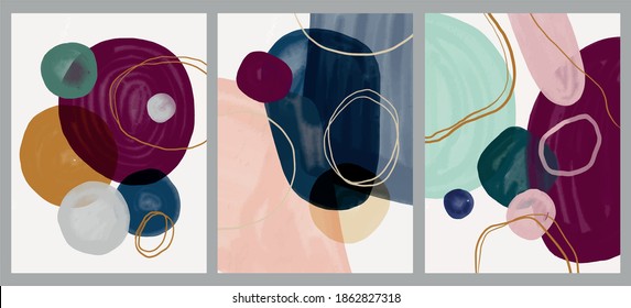 Minimalist hand paint abstract art background with watercolor spot. Brush painting is a textural decoration with an artistic acrylic design of a poster, banner, or interior painting.