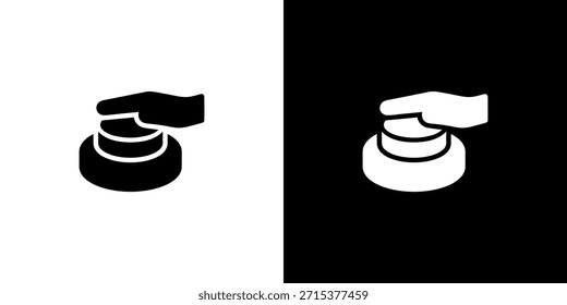 Mano minimalista que presiona el Botón con el icono de la muestra del estilo del dedo