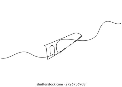 Minimalista sierra de mano continua de una línea de arte herramienta de carpintería Vector