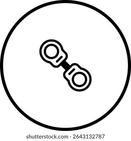 Icono minimalista de esposas en marco circular para conceptos de seguridad y justicia