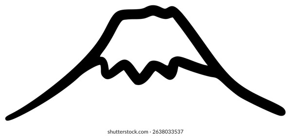 Minimalist hand-drawn black outline Mount Fuji.
