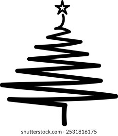 Minimalist Hand-Drawn Christmas Tree Graphic. Vector Illustration