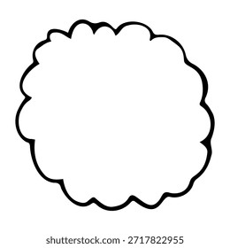 Minimalist hand-drawn cloud shape or scalloped circular frame. Simple black ink bubble border with wavy edges, organic round outline for speech bubbles, labels, and creative graphic design.