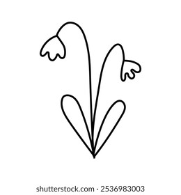 Minimalist hand-drawn doodle of a single vector flower with simple, elegant lines, capturing a soft and natural look. This versatile illustration is ideal for various design projects, such as greeting
