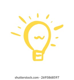 Minimalist hand-drawn lightbulb icon vector illustration.