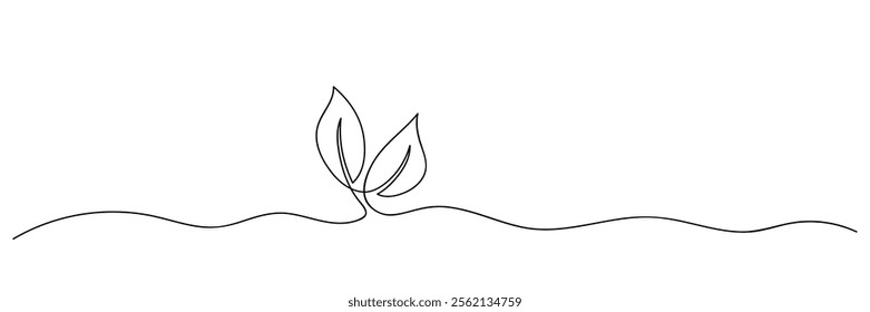 A minimalist hand-drawn one-line art of a growing sprout, representing organic life and the natural process of growth.