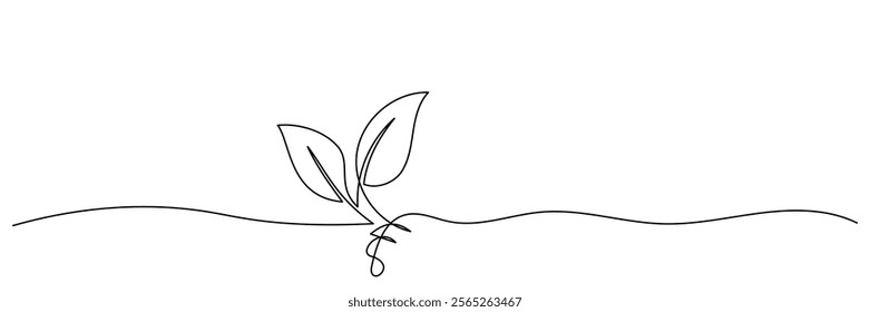 A minimalist hand-drawn one-line art of a growing sprout, representing organic life and the natural process of growth.