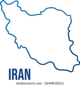 Minimalist hand-drawn outline map of Iran country.  Isolated and simplified blue gradient contour asset for creatives working with Middle Eastern geography.

