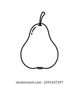 Minimalist Hand-Drawn Pear Outline – Black and White Vector Illustration for Food and Nature Designs